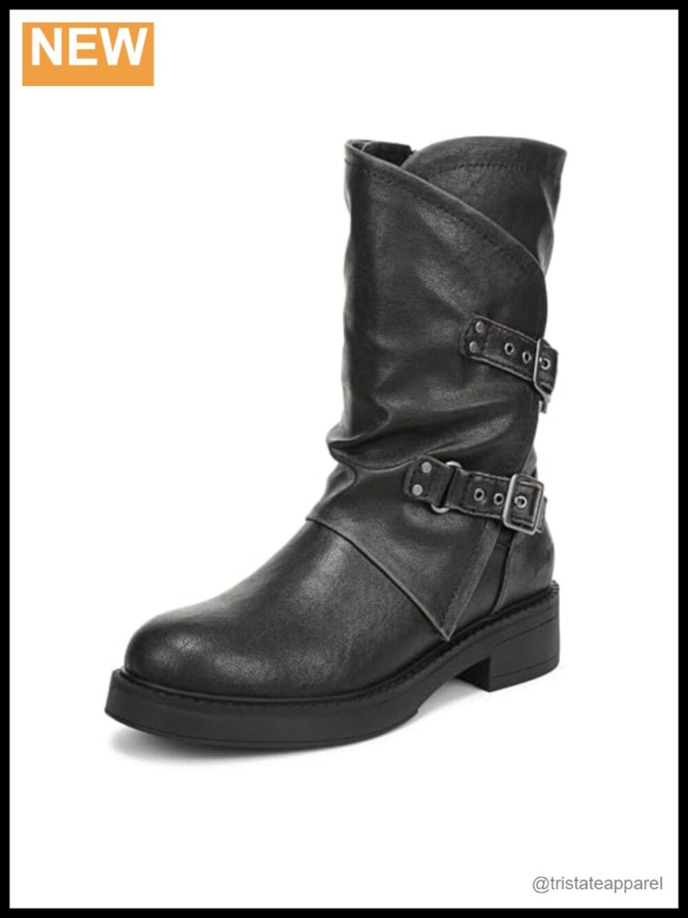 Women's Faux Leather Moto Bootie Ankle Boots Side Zip Block Heel